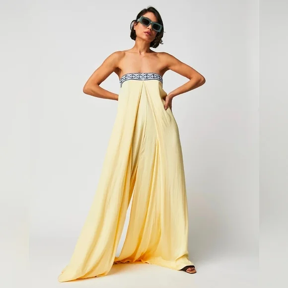308. Free People Solid Serendipity Jumpsuit Size Large - Picture 1 of 9